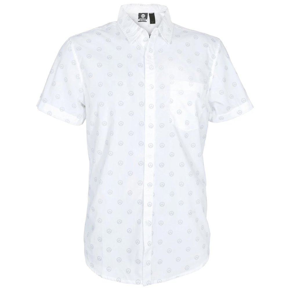 Medium | Overwatch Logo Women's White Cotton Button Up Shirt Blizzard Official